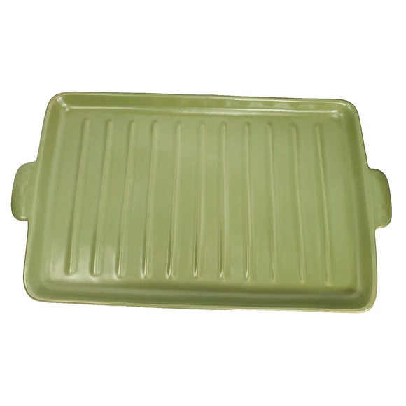 Longaberger Other - Longaberger Flameware SAGE Grill Pan Pottery Server Cookware 18" x 10" Green